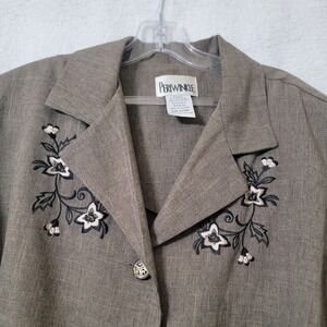 Vintage PERIWINKLE Women's Brown Embroidered Blazer Jacket Size 22WP